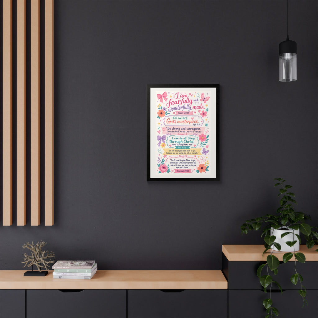 Christian Inspirational Framed Poster — Scripture Wall Art
