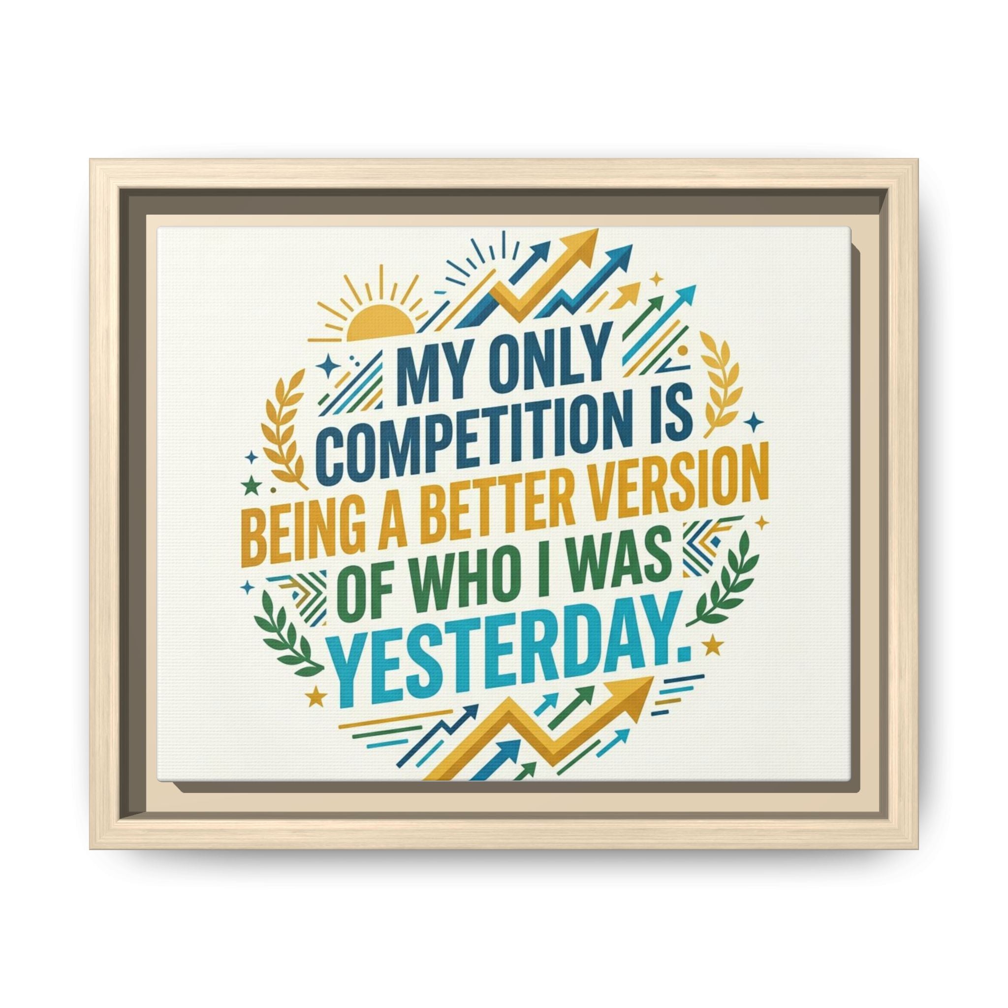 Framed Motivational Canvas - "My Only Competition Is Being a Better Version of Who I Was Yesterday"