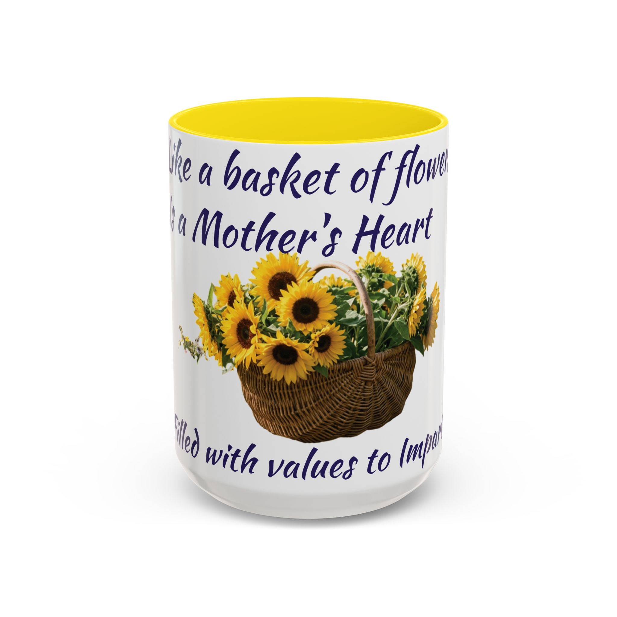 Basket of Sunflowers Mother's Heart Accent Mug — Floral Mother's Day Coffee Mug