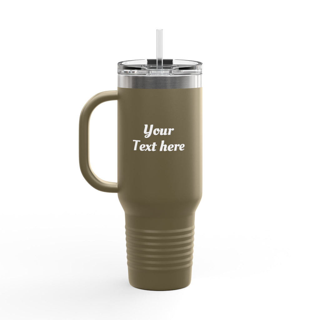 Customizable 40oz Insulated Travel Mug with Handle — Personalize Tumbler