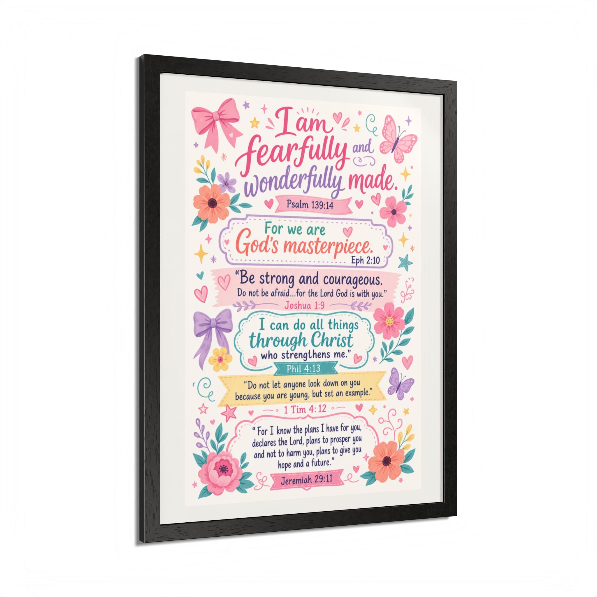 Christian Inspirational Framed Poster — Scripture Wall Art