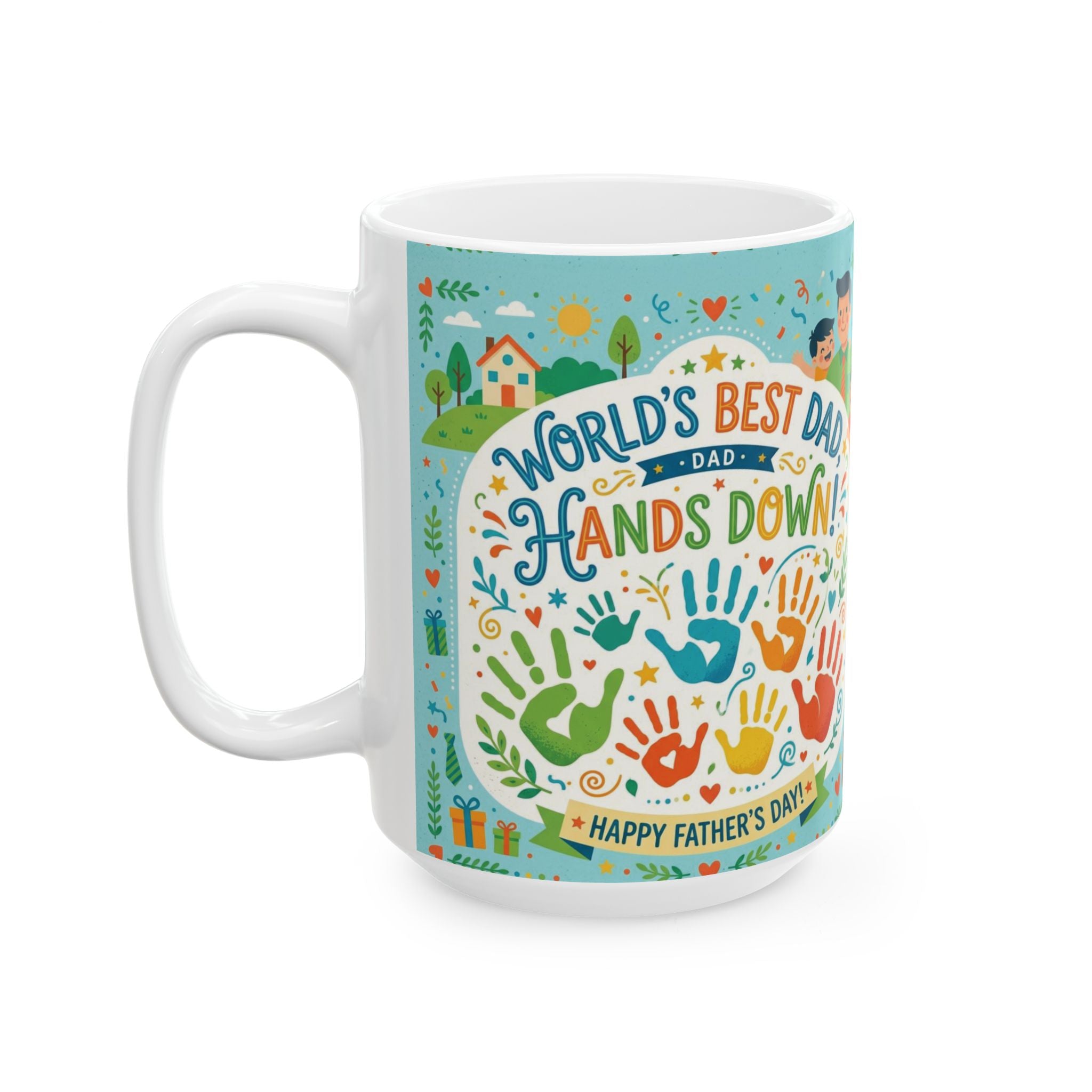 World's Best Dad 'Hands Down' Ceramic Mug — 11oz & 15oz