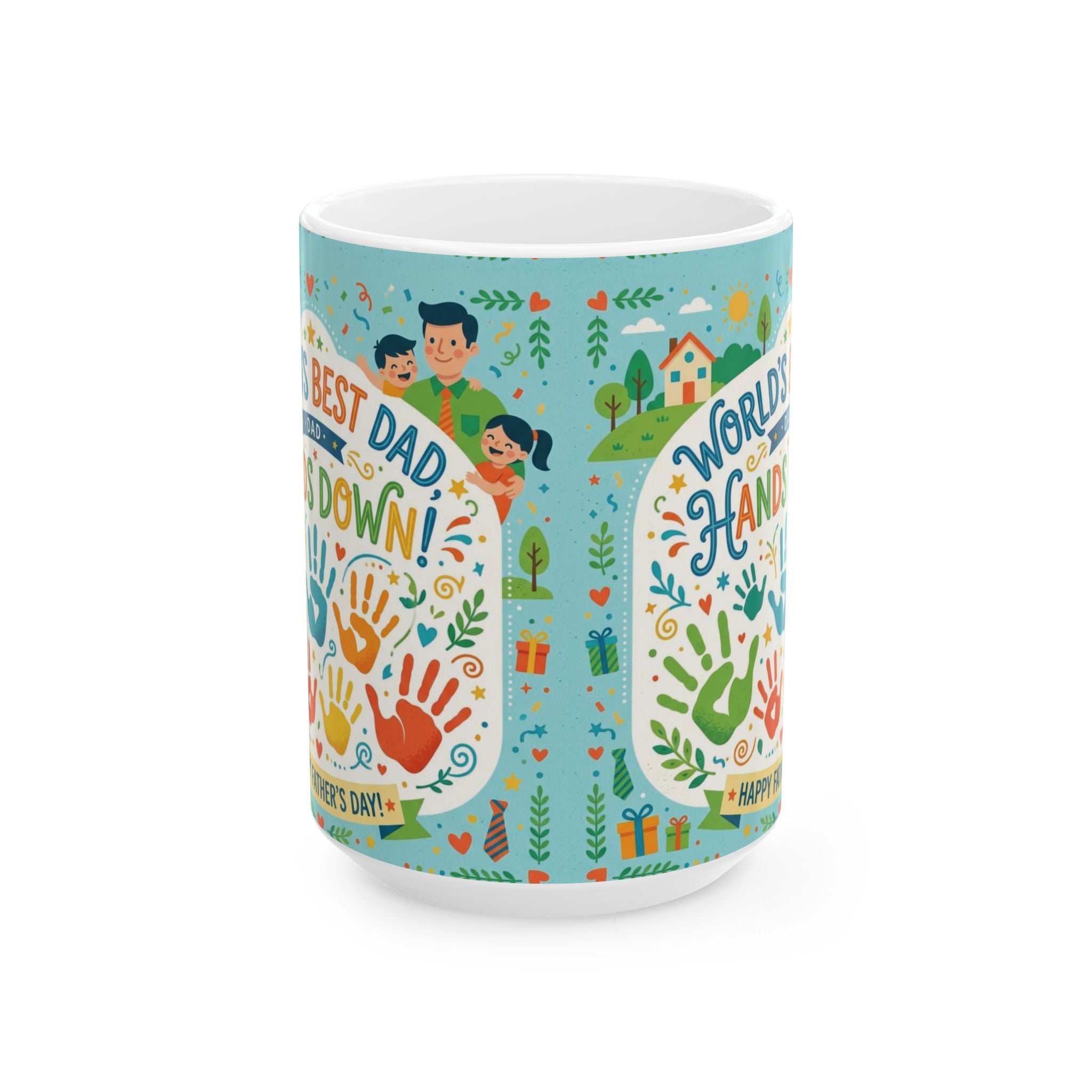 World's Best Dad 'Hands Down' Ceramic Mug — 11oz & 15oz