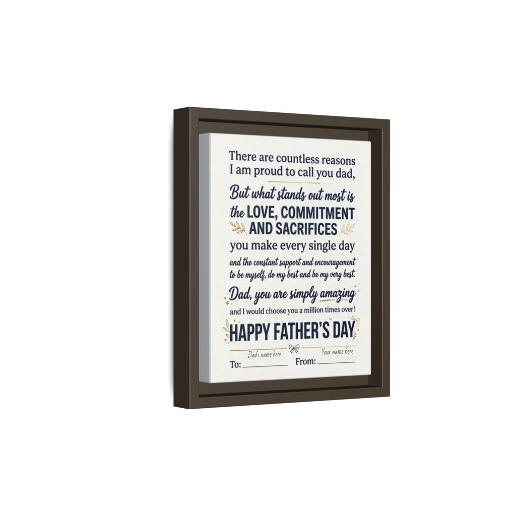 Father's Day Framed Canvas — Happy Father's Day Tribute Print (Personalize To/From)