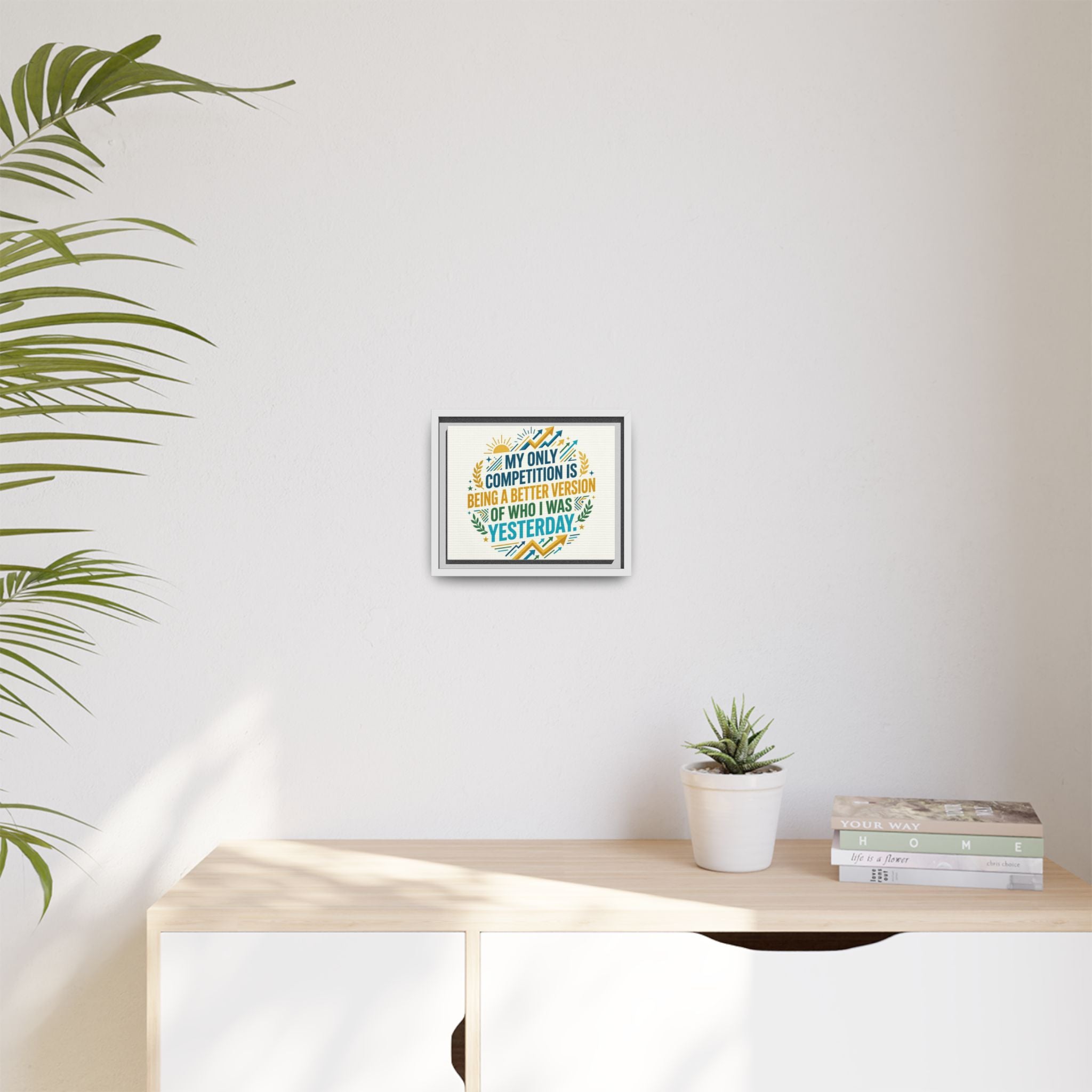 Framed Motivational Canvas - "My Only Competition Is Being a Better Version of Who I Was Yesterday"