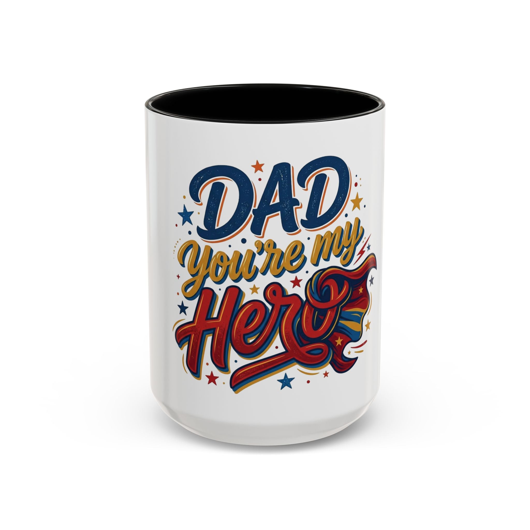 Dad You're My Hero Accent Coffee Mug — Father's Day & Birthday Gift (11/15oz)